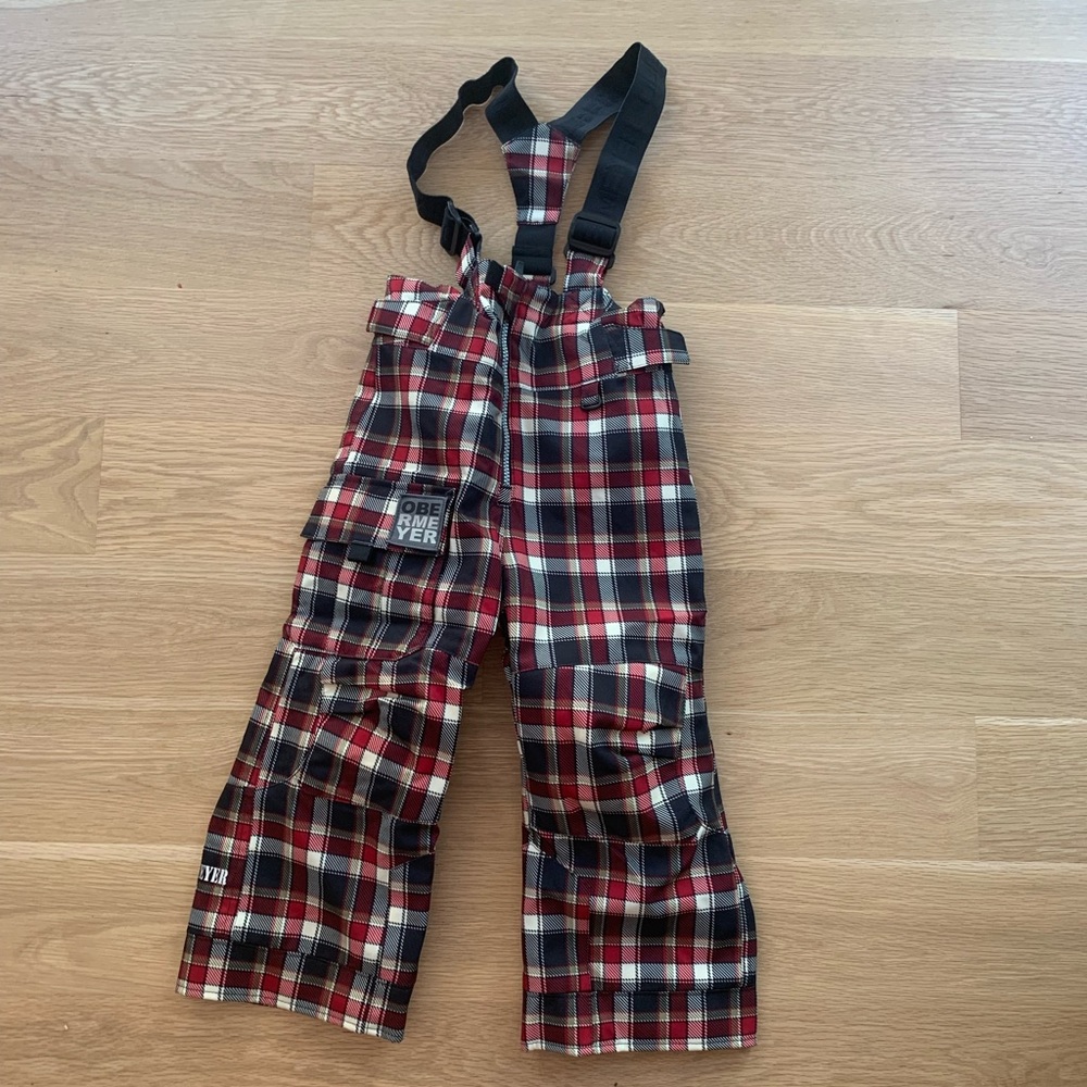 Obermeyer 4T Red Plaid Snowbibs Overalls Snow Pants